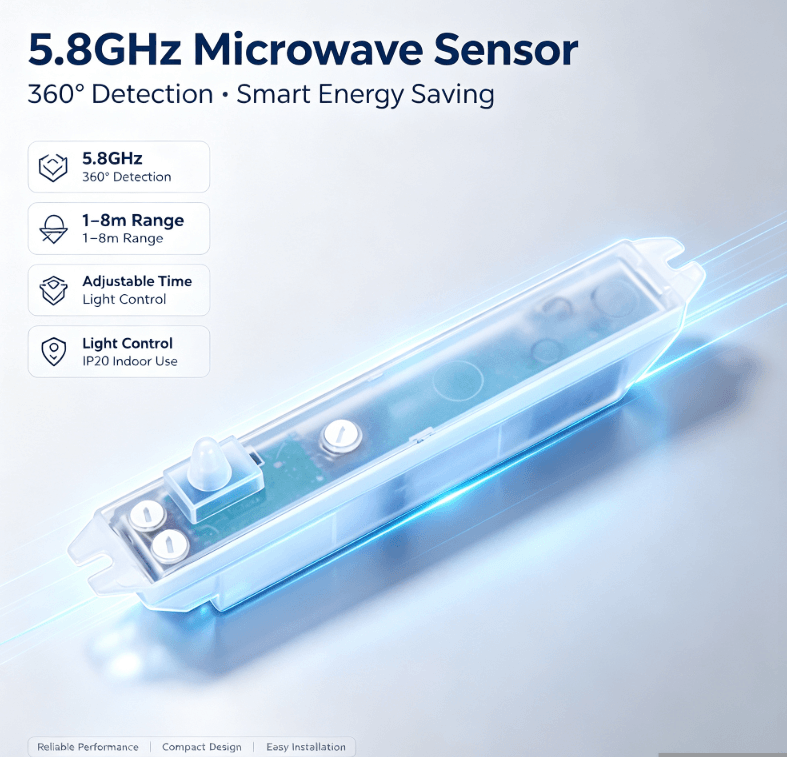 PD-MV1020 5,8 GHz mikrobølgesensor | Skjult installasjon, færre falske triggere for belysning